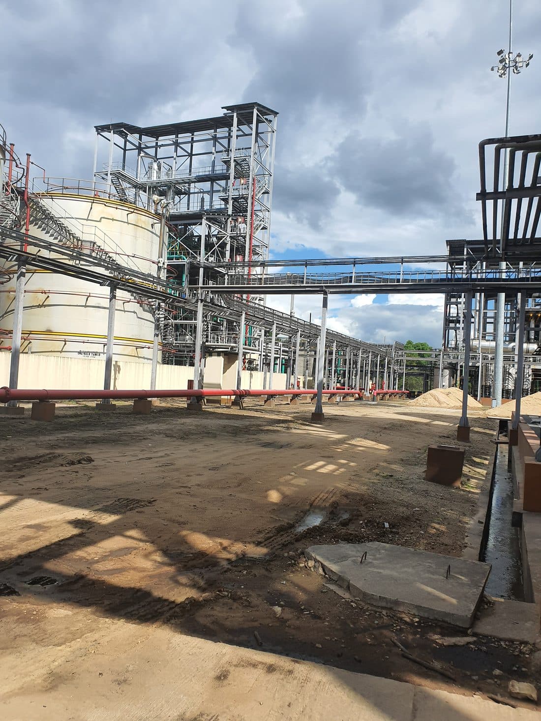Petroleum tank farm and pipework during a site inspection